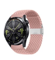 Samsung Gear S3 Frontier R760 - S3 Classic R770 22mm Uyumlu Metal Klips Solo Fiberlink Örgü Kordon (Pembe)