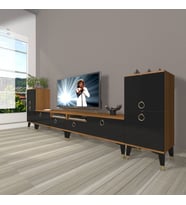 Decoraktiv Eko 9200 Mdf Gold Tv Ünitesi Tv Sehpası (Siyah - Ceviz)