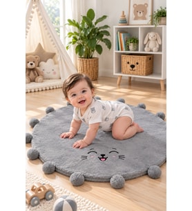 120 Cm Bebek Oyun Halısı (Gri)