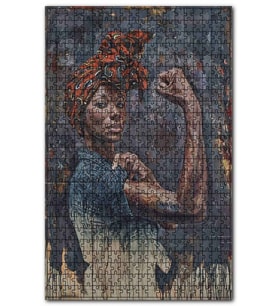 Cakapuzzle Güçlü Siyahi Kadın Yağlıboya Görseli Puzzle Yapboz MDF (Ahşap) (500 Parça)