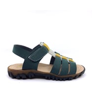 Arzen 4005 Şeritli Erkek Çocuk Sandalet Ayakkabı (Petrol - Sarı)