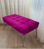 Modern Dilim Puf Ayakucu Puf Gümüş Metal Ayak (100*45) (Mor)