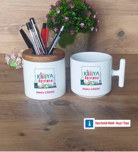 Kimya Öğretmeni Kalemlik, Kupa Bardak T Kişiye Özel Hediye Öğretmenler Günü Hediyesi (Model 1)