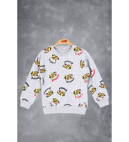 Toontoy Erkek Çocuk Tıger Baskılı Sweatshirt ( Gri-Melanj)