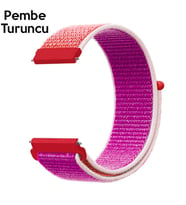 22MM Gear S3 Watch 4 -Gt2 GT2E 46MM Kayış Kordon Lylon Loop (Pembe-Turuncu)