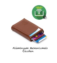 Newish Adelina Nova Deri Mekanizmalı Otomatik Kızaklı Kartlık Cüzdan (Kahverengi)