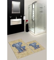 EVDEYA Dijital Baskılı Yıkanabilir Modern Fil Desenli İkili Banyo Halısı Paspas Klozet Takımı, KLOZET-33-GRİ, (Kahverengi)
