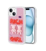 iPhone 15 Kılıf Kabartma Figürlü Parlak Minimini Silikon Kılıf (Kırmızı)