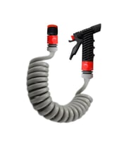 Plasyay Spiral Sulama Yıkama Hortum Musluk Adaptörlü ve Yeni Tetik Başlıklı Set 4 Metre (Gri)