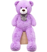 Sevgiliye Özel HEDİYE - 150 cm Papyonlu Şaşkın Peluş Ayı-DEV Boy - % 100 YERLİ - (Lila)