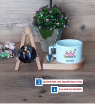Bilgisayar Öğretmeni Kupa Bardak Beyaz ve Fotoğraflı Ahşap Anahtarlık Hediye (Model 8)