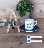 Fizik Öğretmeni Türk Kahvesi Fincanı Ahşap Altlıklı ve Fotoğraflı Ahşap Anahtarlık Hediye Öğretmenler Günü Hediyesi (Model 4)