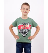Toontoy Erkek Çocuk Awesome Pul Nakışlı T-Shirt (Yeşil)