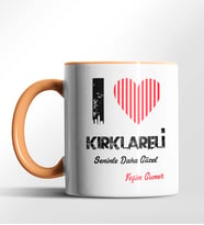 Kişiye Özel Kırklareli Seninle Daha Güzel Tema Siyah Renk Kupa (Turuncu)
