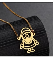Kişiye Özel 925 Ayar Gümüş Noel Baba Kolye (Gold)