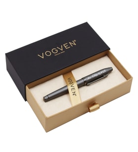 Vogven Marka İsme Özel Gümüş Detaylı Premium Roller Kalem (Füme)