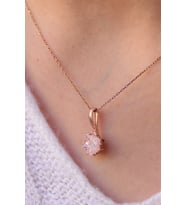 Lotus Çiçeği 14K Rose Altın Kaplama Kadın Kolye (8 RENK) (Beyaz)