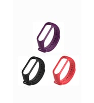 Xiaomi Mi Band 3-4 Silikon Kordon 3'lü Set Kırmızı Turuncu Sarı (Mor)