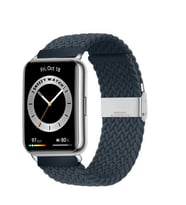 Sneezy Huawei Watch Fit 2 İle Uyumlu Metal Klips Solo Fiberlink Örgü Kordon (Koyu Mavi)