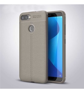 Asus Zenfone Max Plus (M1) ZB570TL Kılıf Deri Tarzı Niss Silikon Case (Gri)