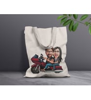 BK Gift Kişiye Özel Sevgililer Karikatürlü Kanvas Bez Çanta, Baskılı Omuz Çantası, Alışveriş Çantası, Plaj Çantası, Sevgiliye Hediye-1 (Model 9)