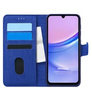 Microsonic Samsung Galaxy A15 Kılıf Fabric Book Wallet Siyah (Lacivert)