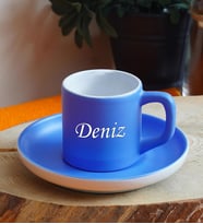 Kişiye Özel Renkli Fincan Seti & 16 Farklı Renk Seçeneği (Leylak)
