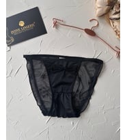 Lucia Japon Style Arkası Tül Saten Kurdele Detaylı Cheeky Külot/Slip-2858 (Siyah)