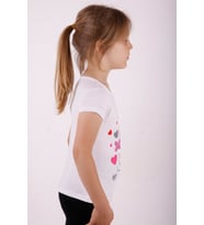 Toontoy Kız Çocuk Kalpli Tavşan Baskılı Tişört (Beyaz)