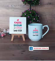 Kadın Doğum Uzmanı Dekoratif Taş, Kupa Bardak Kırmızı Hediye (Model 4)