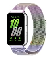Sneezy Samsung Galaxy Fit 3 İle Uyumlu Woven Wire Tasarım Metal Hasır Kordon (Rainbow)