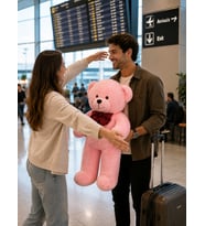 Harika Peluş 100 Cm Papyonlu Ayıcık (Pembe)