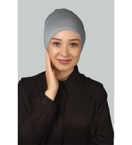 Hazır Pratik Geçmeli Uzun Boru Tesettür Bonesi (Gri)