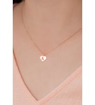 Kalp Harf Gümüş Kolye (Rose)