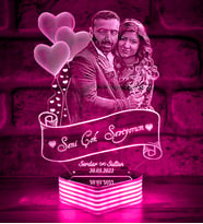 Seni Seviyorum Yazılı Sevgiliye Hediye, KİŞİYE ÖZEL Fotoğraflı 3D Led Lamba (Pembe)