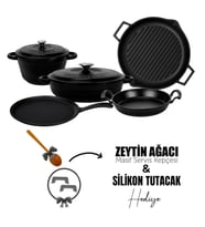 Lava Döküm 5x Trendy Serisi 8 Parça Tencere & Tava Seti (Siyah)