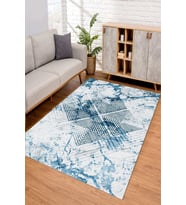 Dijital Kaymaz Taban Yıkanabilir Renkli Salon Halısı Mutfak Halısı Yolluk ND-SD-1035 (Mavi)