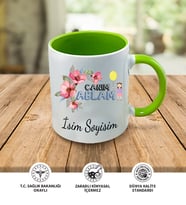 Abla Temalı Kişiye Özel İsim ve Fotoğraf Baskılı Kupa Bardak No:001 (Yeşil)