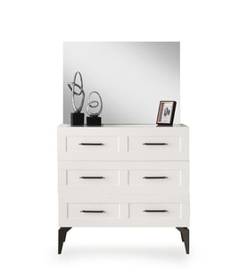 Çakıl MDF 3 Çekmeceli Aynalı Şifonyer 90x43x84cm (Krem)