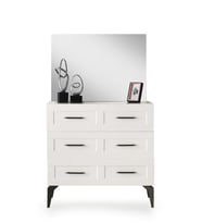 Çakıl MDF 3 Çekmeceli Aynalı Şifonyer 90x43x84cm (Krem)