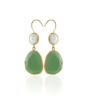 Kadir Jewellery 22 Ayar Altın Kaplama Kadın Sallantılı Küpe -El İşçiliği Ve Hipoalerjenik Küpe (Yeşil)