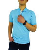 NAYKI ERKEK POLO YAKA JAKARLI T-SHİRT 19072 BGL-ST01042 (Buz Mavisi)