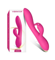Bonnie Pürüzsüz Silikon Çift Başlı Lüks Tavşan Vibratör (Pembe)