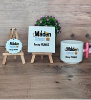 Maden Mühendisi Hediye Seti Kupa Bardak T Kulplu, Dekoratif Taş, Anahtarlık Mühendisler Günü Hediyesi (Model 4)