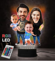 Doğum Günü Hediyesi,Sevgiliye Hediye, Kişiye Özel Fotoğraflı Aile 3 Karikatür 3D Led Lamba (RGB)