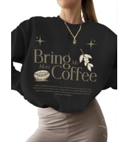 Bej 3 iplik şardonlu unisex bisiklet yaka erkek Sweatshirt kalın Sweatshirt Bana daha fazla kahve (Siyah)