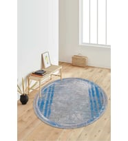 Dijital Baskılı Kaymaz Taban Yıkanabilir Yuvarlak Salon Halısı Koridor Halısı Paspas NDY-SD-233 (Mavi)