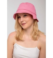 Saria Moda Kadın Bej Bucket Şapka (Pembe)