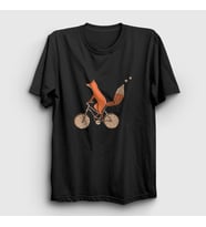 Presmono Unisex Beyaz Bicycle Fox Tilki T-Shirt 367270tt (Siyah)