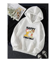 Garfield Happy Christmas Kapşonlu Sweatshirt (Beyaz)